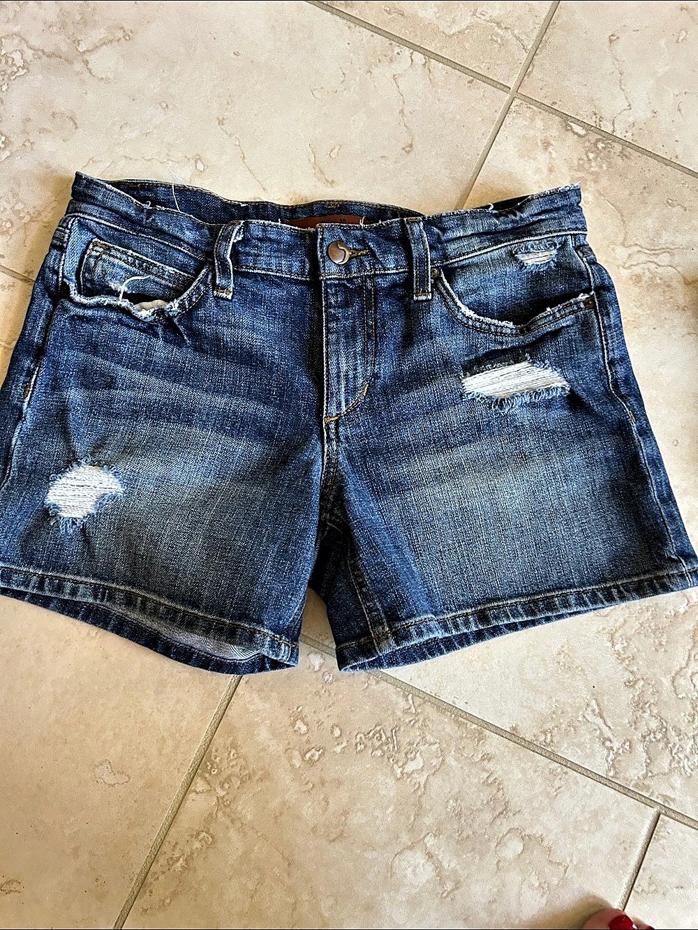 Joe's Jeans Gessa Distressed Denim Jean Shorts in Blue Waist 27